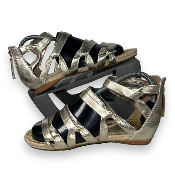 Sigerson Morrison Shoes - Belle Sigerson Morrison Strappy / Zip Sandals Gold / Jute Women's 7.5B
